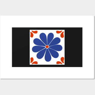 Talavera Blue Daisy Posters and Art